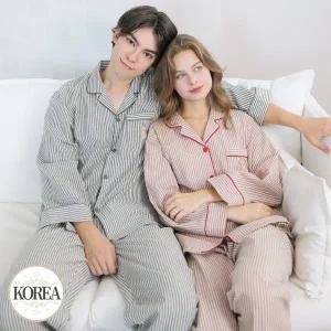 [토토와모모]커플잠옷 여성 남성 스트라이프 줄무늬 파자마 신혼 연인 24F606 506 스티치 _P375626759