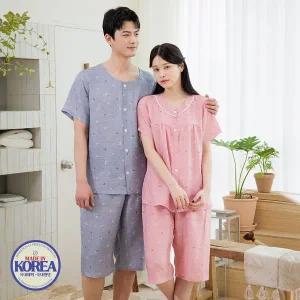 [토토와모모]커플잠옷 여성 남성 반팔 잠옷 신혼부부 연인 파자마 M2053 6053_P367969834