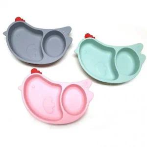 [골드스마일]실리콘 꼬꼬흡착식판2구 미니 꼬꼬식판 유아식판