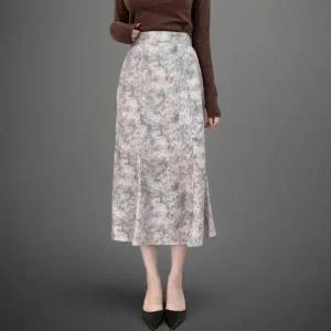 [신세계라이브쇼핑][옷자락] 여성 플라워 패턴 하이웨이스트 머메이드 롱 치마