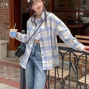 셔츠 겨울 여자 가을 외출 봄 체크 데일리 긴팔 남방 나들이 패턴