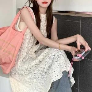 [라일리여성의류] Rly 여자 대학생 여름 캠퍼스 룩 시스루 레이어드 롱