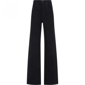 [생로랑]SAINT LAURENT 25 블랙 데님 V 웨이스트 롱 배기 진 (823600 Y29WA 1294)