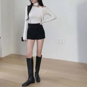 [다잇템] 여성용 레이온 민무늬 하이웨이스트 짧은 편한 바지 컬러