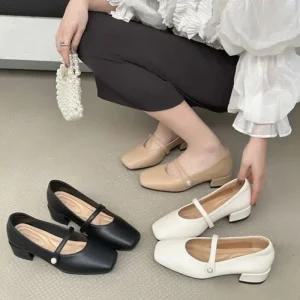 [아우트]진주 쿠셔닝 메리제인 여성샌들 미들힐 5SS