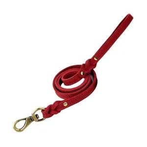 [골드스마일]15mm 리드줄 레드 클래식 소가죽 강아지