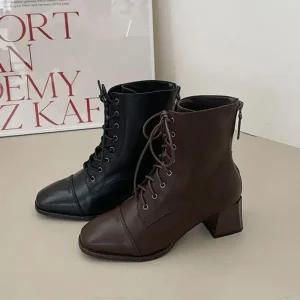 [아우트]둥근코워커 뒷지퍼 미들굽 워커힐 4f