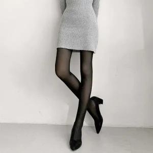 [옷자락] 여자 겨울 융털 안감 착시 블랙 쫀쫀스판 팬티 스타킹