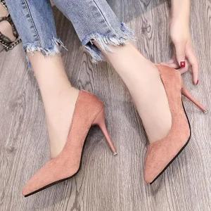 [아우트]스웨이드 소재 뾰족 펌프스힐 구두 11cm