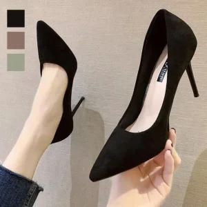 [아우트]스웨이드 하이힐 소재 여성 킬힐 펌프스힐