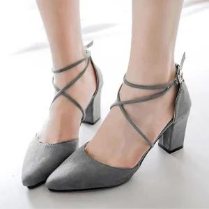 [아우트]펌프스구두 스틸레토 발목 세무 펌프스힐