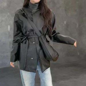 여성 캐주얼 가죽 크로스백 세트 루즈핏 자켓 세트