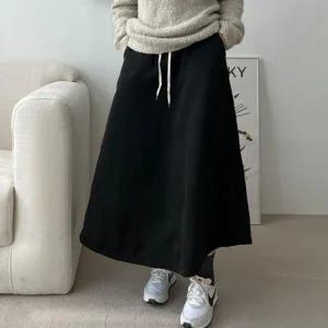 와이드 기모 A라인 치마 롱스커트 밴딩 여성 1P 겨울