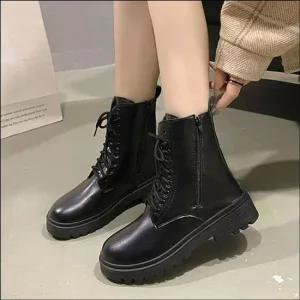 [라일리] Rly 여성 빅사이즈 워커 레이스업 미들부츠 캐주얼 하  42564801)