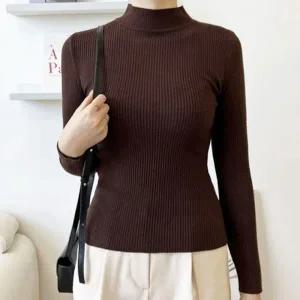 골지 반목폴라 겨울 니트 목폴라 반폴라 슬림 여자