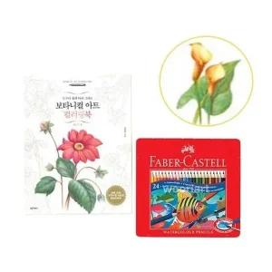 수채색연필 틴 24색 컬러링북 플라워편 색칠