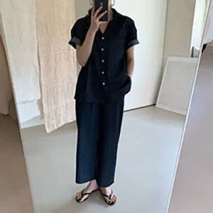 [하프클럽/]데님 스커트 여성 캐주얼 반팔셔츠 세트