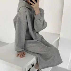 [하프클럽/]보아 속감 정돈된 심플패턴 패턴 여자 후드티 원피스룩 머스트