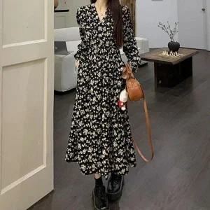 [하프클럽/]맥시드레스플라워패턴 플라워패턴 컴포트 레이디스 롱티 롱드