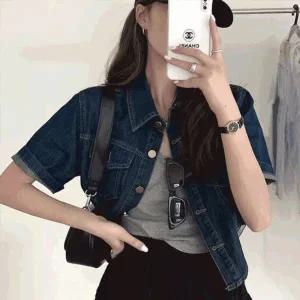 [하프클럽/]시그니처 크롭핏데님셔츠