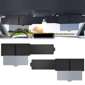 지퍼 슬라이더가 장착된 차량용 편광 선바이저 익스텐더, 측면 그늘이 있는 UV400 바이저 운전석 및 조수석용 안티 글레어 편광판, 유니버설 핏, 간편한 설치