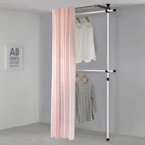 왕자 심플2단커튼행거_플레인 슈가핑크_450(PP)