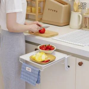 접이식 무타공 주방 선반 정리대 싱크대 문걸이 벽선반 다용도 보조 테이블 조리대 걸이형 거치대 좁은 키친 미니 선반대 행주 걸이대 