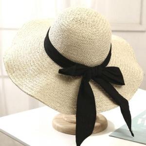 [OFKN6R5Q]에일린 리본 비치모자 베이지 여성 여름모자