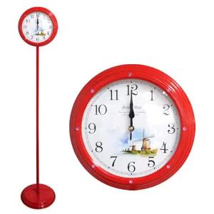 PM6149 무소음 핑크큐빅 스탠드시계 레드 풍차 국내산