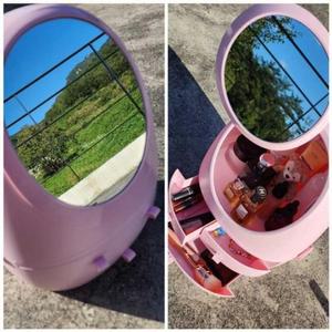 [MEKL0280_52AN]핑크 회전식 거울 좌식 화장대 미니 서랍