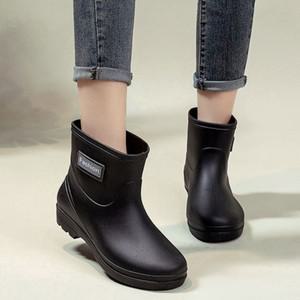 런칭 여성 발목 장화 패션 미들 레인부츠 논슬립 방수 부츠 레인슈즈 워터슈즈 신발 07