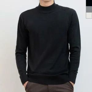 남자  베이직 부드러운 반목 반폴라 니트_4