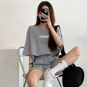 [콩심팥심]여성 여름 홈웨어 트레이닝 반팔 상하의 츄리닝 세트