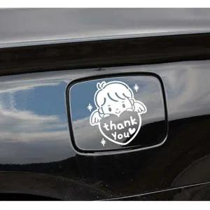 자동차스티커 꼬마하트 남아 자동차 주유구스티커-화이트