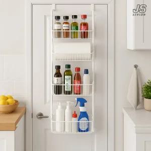 무타공 철제 문걸이 선반 욕실 수납 정리대 방문걸이 틈새 벽선반 화장실 샤워실 도어 걸이형 수건 벽걸이 4단 수납장