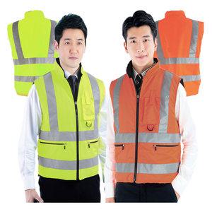 형광 패딩 조끼 반사띠 야간작업 겨울용