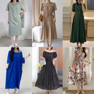 새로본 850여름상품린넨 가을나염쉬폰빅사이즈 긴팔미디롱원피스 여성OPS 여자면반팔