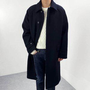 [엠클로] 남자 오버핏 겨울 안감 퀄팅 아웃포켓 트레블러 울 싱글 롱코트 2컬러