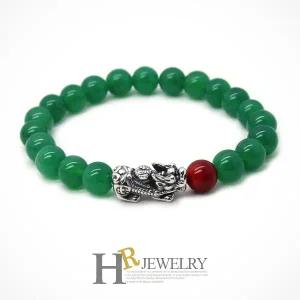 [호림쥬얼리]실버92.5재물부적히트예쁜(HR)실버 비휴 8mm 그린옥 팔찌