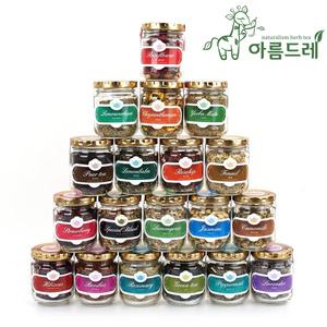 아름드레 유리병 허브차 잎차 24종/ 보이차 히비스커스 레몬밤 녹차 / 허브티 얼그레이 홍차 밀크티/