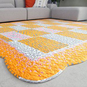 [리앤데코]호피블럭 극세사 워싱 스프레드 러그 (160x210cm)