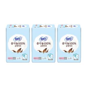 쏘피 유기농 순면커버 슬림 중형 32매, 3개