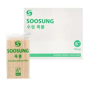 수성 목봉 6인치 200개 x 10봉 2000pcs 1박스 나무 면봉 의료용