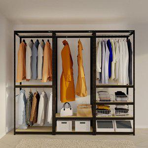 [기타]슈랙엣홈 1200x500x1500 드레스룸/시스템 행거 조립식 2단