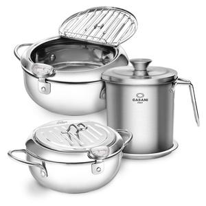 까사니 스텐 오일포트 IH 튀김냄비 기름거름망 3type