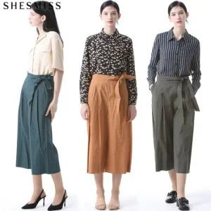 [쉬즈미스] 하프밴딩 벨티드 코튼 와이드 팬츠