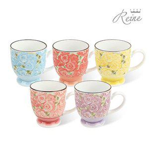 [헨느] 로즈 머그컵 5P / 도자기 머그세트