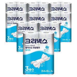 크리넥스 빨아쓰는 위생행주 54+9매 2롤 x 9팩 키친타올 스카트 유한킴벌리