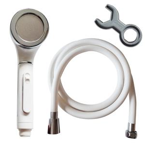 두진바스 ON/OFF 수압상승 샤워기 헤드 + 꼬임방지 튜브형 샤워호스 화이트 세트, 1.5m, 1개