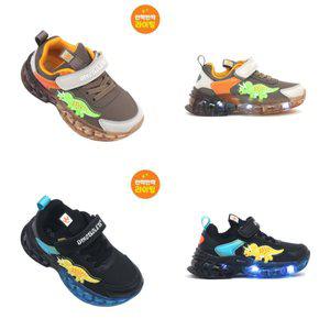 [토박스](본점)[다이노솔즈] 반짝반짝 빛나는 아동 LED 공룡 운동화 트리케라 에어 와이 DNKCD3TSDY11